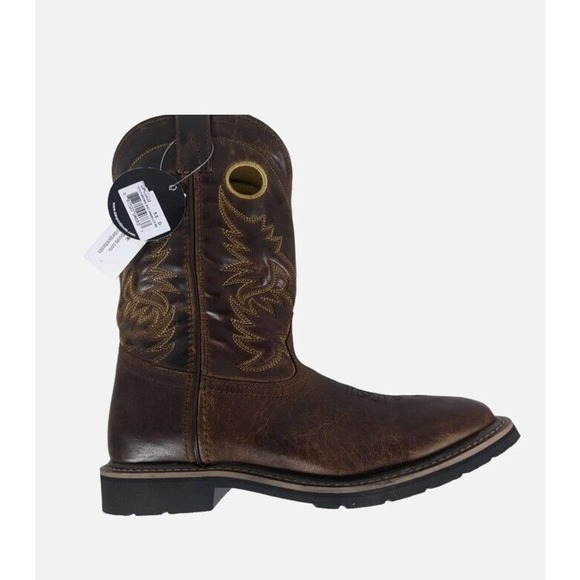 Dan Post Kids Amarillo Western Boot Size 4.5 D Brown Leather Black Embroidered - Picture 1 of 8